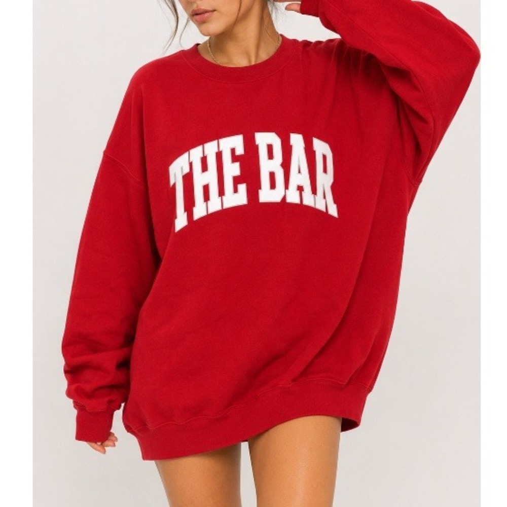 The Bar Women's Ruby White Varsity Sweatshirt Size XL NWT